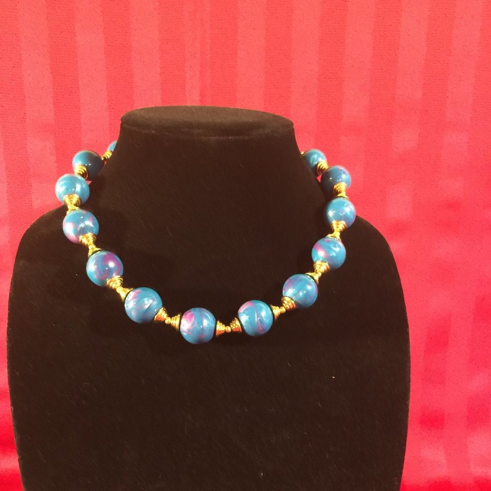 Vintage Glass Bead Necklace Choker